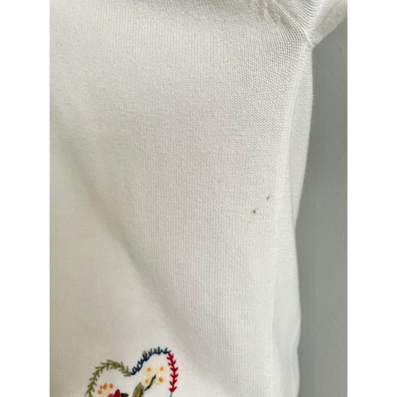 Vintage 80s White Stag Sweater Size L in White with Floral details long sleeves - Picture 10 of 10